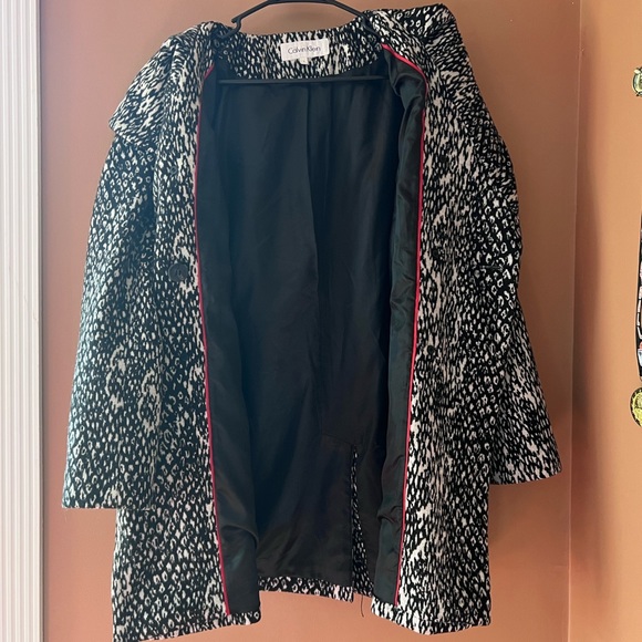 Calvin Klein medium length wool jacket with extra big neck - Size 6 - Picture 6 of 9